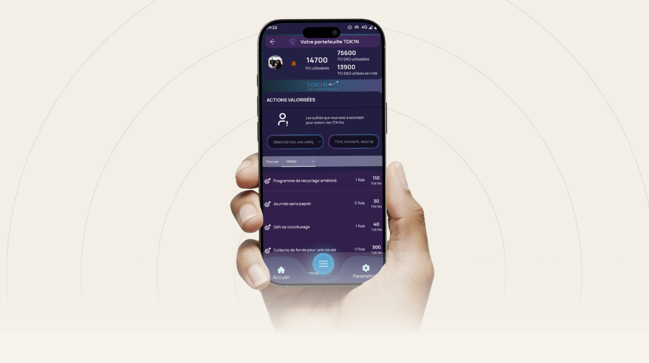 Application mobile TOK1N : actions valorisées pour les certifications